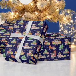 キッズクリスマスかわいいフェスティバル動物クマ ラッピングペーパー
