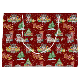 キッズクリスマスかわいいフェスティバル動物クマ ラージペーパーバッグ