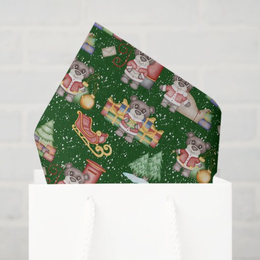 キッズクリスマスかわいいフェスティバル動物クマ 薄葉紙 (ギフトバッグ)