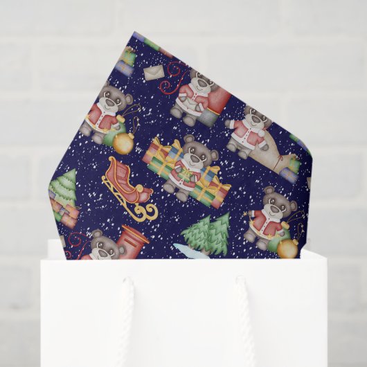 キッズクリスマスかわいいフェスティバル動物クマ 薄葉紙 (ギフトバッグ)