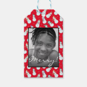 キッズクリスマスかわいい雪だるまパーソナライズされた写真 ギフトタグ (正面)