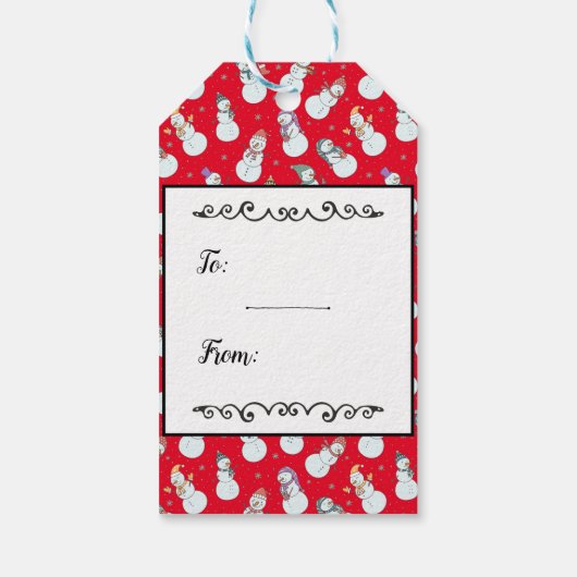 キッズクリスマスかわいい雪だるまパーソナライズされた写真 ギフトタグ (裏面)