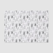 キッズクリスマスかわいい黒と白の木の森 薄葉紙 (正面)