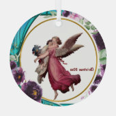 キッズクリスマスエンジェルパープルステンドグラスリース ガラスオーナメント (裏面)