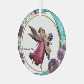 キッズクリスマスエンジェルパープルステンドグラスリース ガラスオーナメント (正面左)