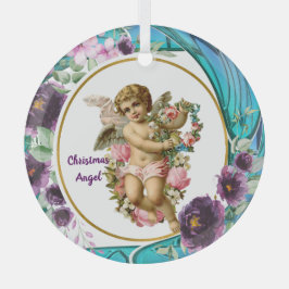 キッズクリスマスエンジェルパープルステンドグラスリースG ガラスオーナメント
