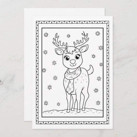 キッズクリスマスカラーリングフラットノートカード シーズンカード (正面/裏面)