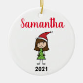 キッズクリスマスキャラクターパーソナライズされた名 セラミックオーナメント (正面)