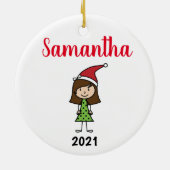 キッズクリスマスキャラクターパーソナライズされた名 セラミックオーナメント (裏面)