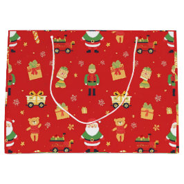 キッズクリスマスサンタ&トイズおもしろい ラージペーパーバッグ