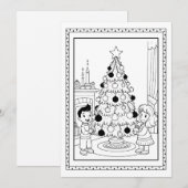 キッズクリスマスツリーカラーリングフラットノートカード シーズンカード (正面/裏面)
