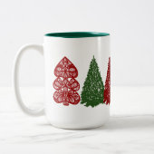 キッズクリスマスツリーズアートローパーティーマグカップ ツートーンマグカップ (左)