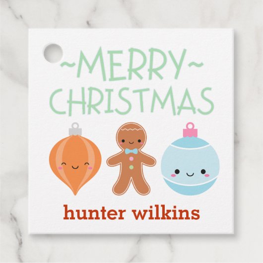 キッズクリスマスパステルアイコンメッセージカード フェイバータグ (正面)