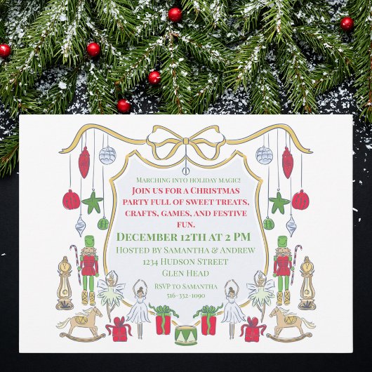 キッズクリスマスパーティの招待状バレリーナソルジャー 招待状