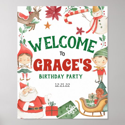 キッズクリスマスパーティーウェルカムサイン ポスター (正面)