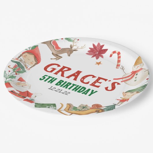 キッズクリスマスパーティープレート ペーパープレート (アングル)