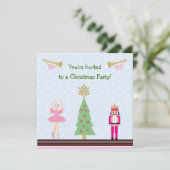 キッズクリスマスパーティー-木、バレリーナ、ナツクラッカー 招待状 (スタンド正面)