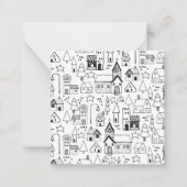キッズクリスマスビレッジお洒落ブラック&ホワイト ノートカード (正面)