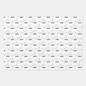 キッズクリスマスブラック&ホワイトスノーグローブムスター ラッピングペーパーシート (正面)