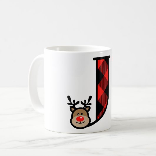 キッズクリスマスマパーソナライズされたグトナカイマグJ コーヒーマグカップ (正面左)