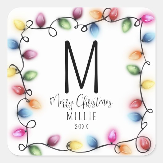 キッズクリスマスライトモノグラム スクエアシール (正面)