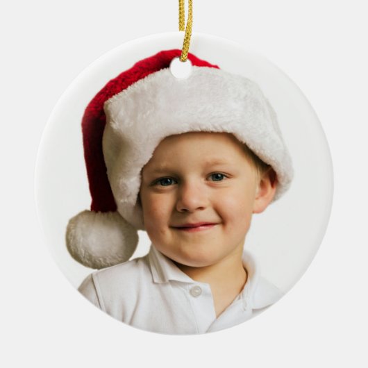 キッズクリスマス写真テンプレート名年サンタ セラミックオーナメント (正面)