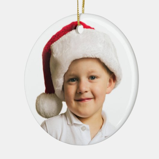 キッズクリスマス写真テンプレート名年サンタ セラミックオーナメント (左)