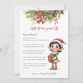 キッズクリスマス小妖精や小人ガールハローレター招待状 招待状 (正面)