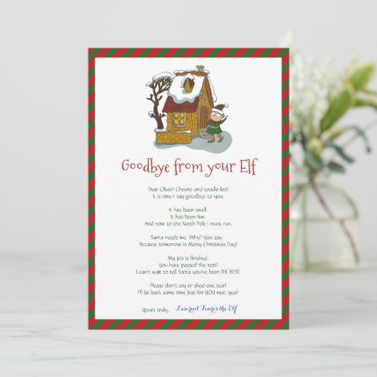 キッズクリスマス小妖精や小人ボーイサヨーンレター招待状 招待状 (スタンド正面)