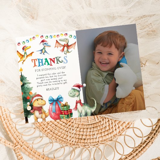 キッズクリスマス恐竜サンキューカード 招待状