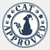 キッズクリスマス猫の承認 ラウンドシール (正面)