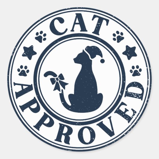 キッズクリスマス猫の承認 ラウンドシール (正面)