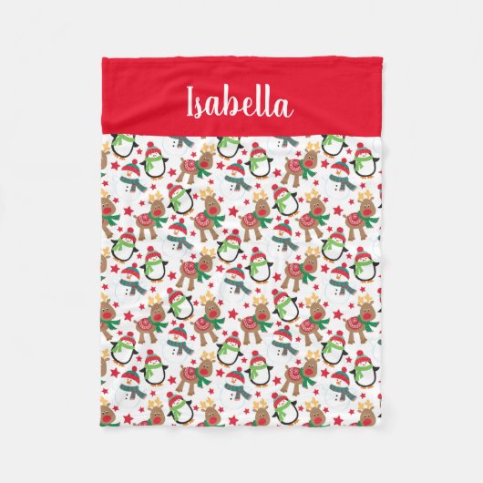 キッズクリスマス雪だるまトナパーソナライズされたイダ フリースブランケット (正面)