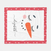 キッズクリスマス雪だるまパーソナライズされた名 フリースブランケット (正面(横))