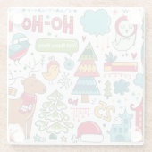 キッズクリパーソナライズされたスマスフォークアートドゥードルデコール ガラスコースター (裏面)