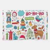 キッズクリパーソナライズされたスマスフォークアートドゥードルデコール キッチンタオル (横)