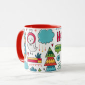 キッズクリパーソナライズされたスマスフォークアートドゥードルデコール マグカップ (正面左)