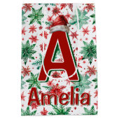 キッズクリパーソナライズされたスマス ミディアムペーパーバッグ (裏面)