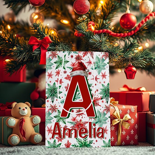 キッズクリパーソナライズされたスマス ミディアムペーパーバッグ