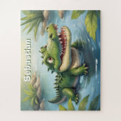 キッズクロコパーソナライズされたダイル ジグソーパズル (縦)