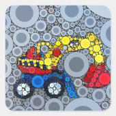 キッズクール建築トラック掘削機ディガー スクエアシール (正面)