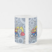 キッズクール建築トラック掘削機ディガー フロストグラスマグカップ (正面右)