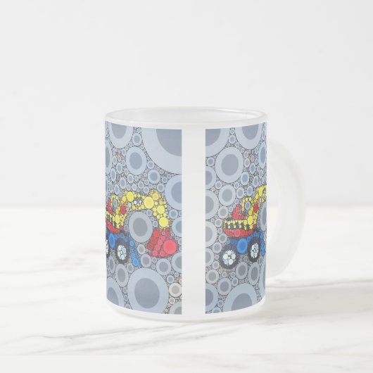 キッズクール建築トラック掘削機ディガー フロストグラスマグカップ (正面右)