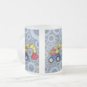 キッズクール建築トラック掘削機ディガー フロストグラスマグカップ (正面左)