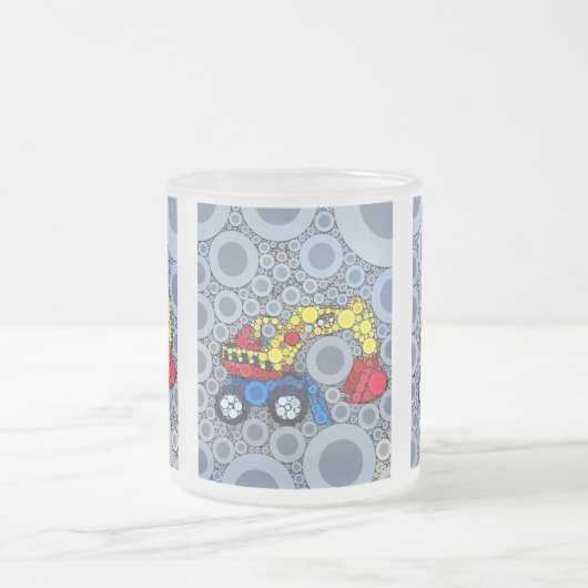 キッズクール建築トラック掘削機ディガー フロストグラスマグカップ (中央)