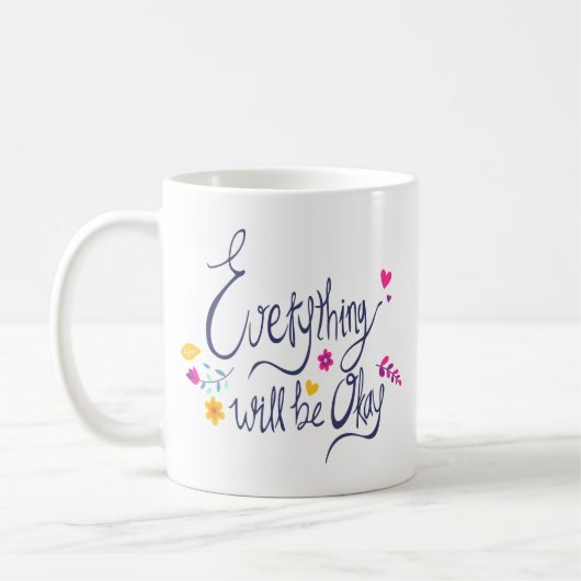 キッズグラフィックことわざからかわいい感触デザイン コーヒーマグカップ (左)