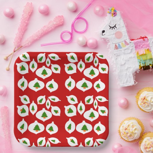 キッズグリーンクリスマスツリーオーナメント赤パーティーおもしろい ペーパープレート (パーティー)