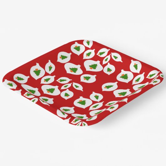 キッズグリーンクリスマスツリーオーナメント赤パーティーおもしろい ペーパープレート (傾斜あり)