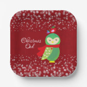 キッズグリーンクリスマスフクロウ赤パーティー装飾おもしろい ペーパープレート (正面)