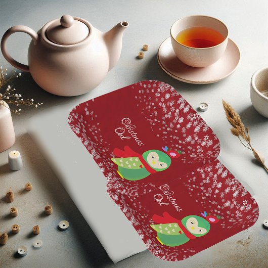 キッズグリーンクリスマスフクロウ赤パーティー装飾おもしろい ペーパープレート